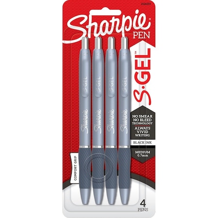 Sharpie Pen, Gel, 0.7mm, 4/PK, Black Ink/Black Barrel PK SAN2126213